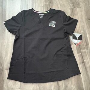 scrubstar Ultimate Collection Scrub Top NWT Womens Medium Black V-Neck Stretch